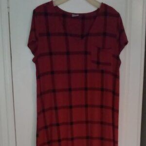 Soma Long Dress SZ L Deep Red With Black Pocket On Front Left